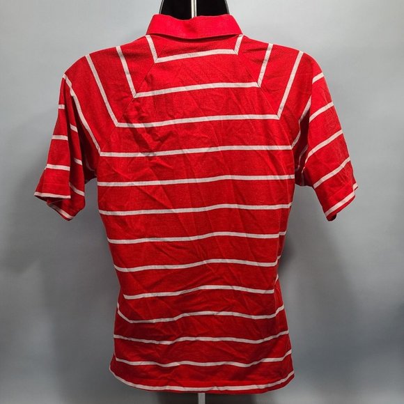 Lady La Mode Red White Stripe Polo Golf Shirt Women's Size Medium - Picture 2 of 4
